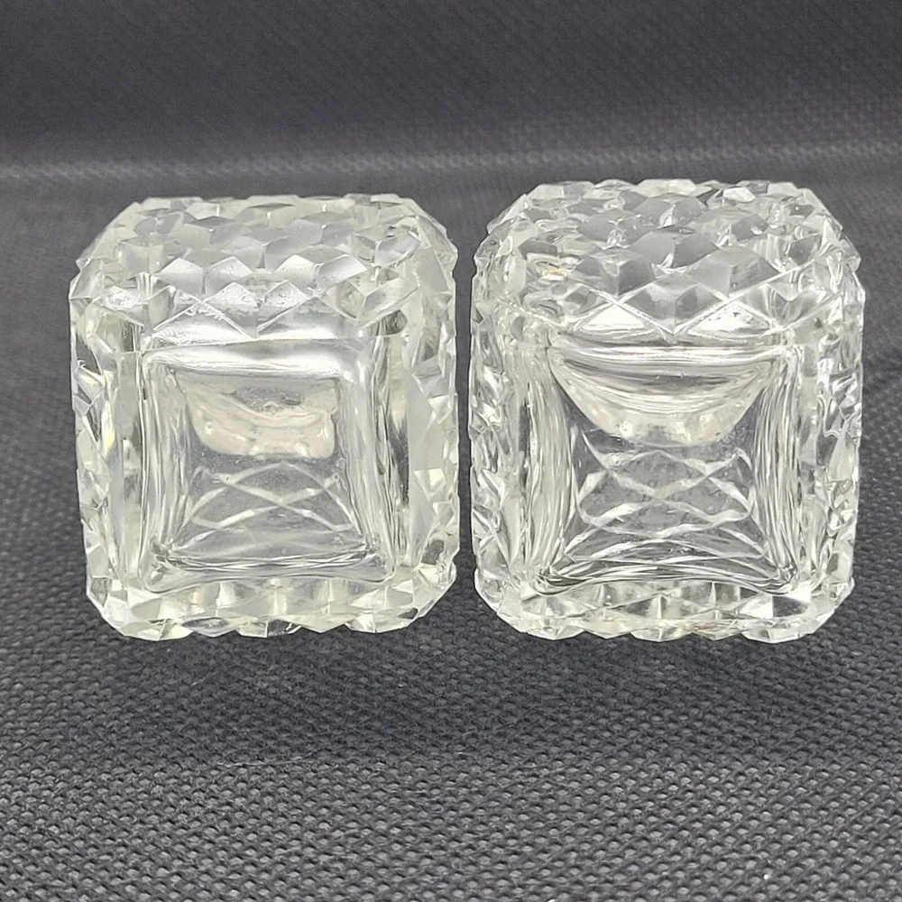 VTG Bohemia Cut Glass Salt & Pepper Shakers Screw On Set 2